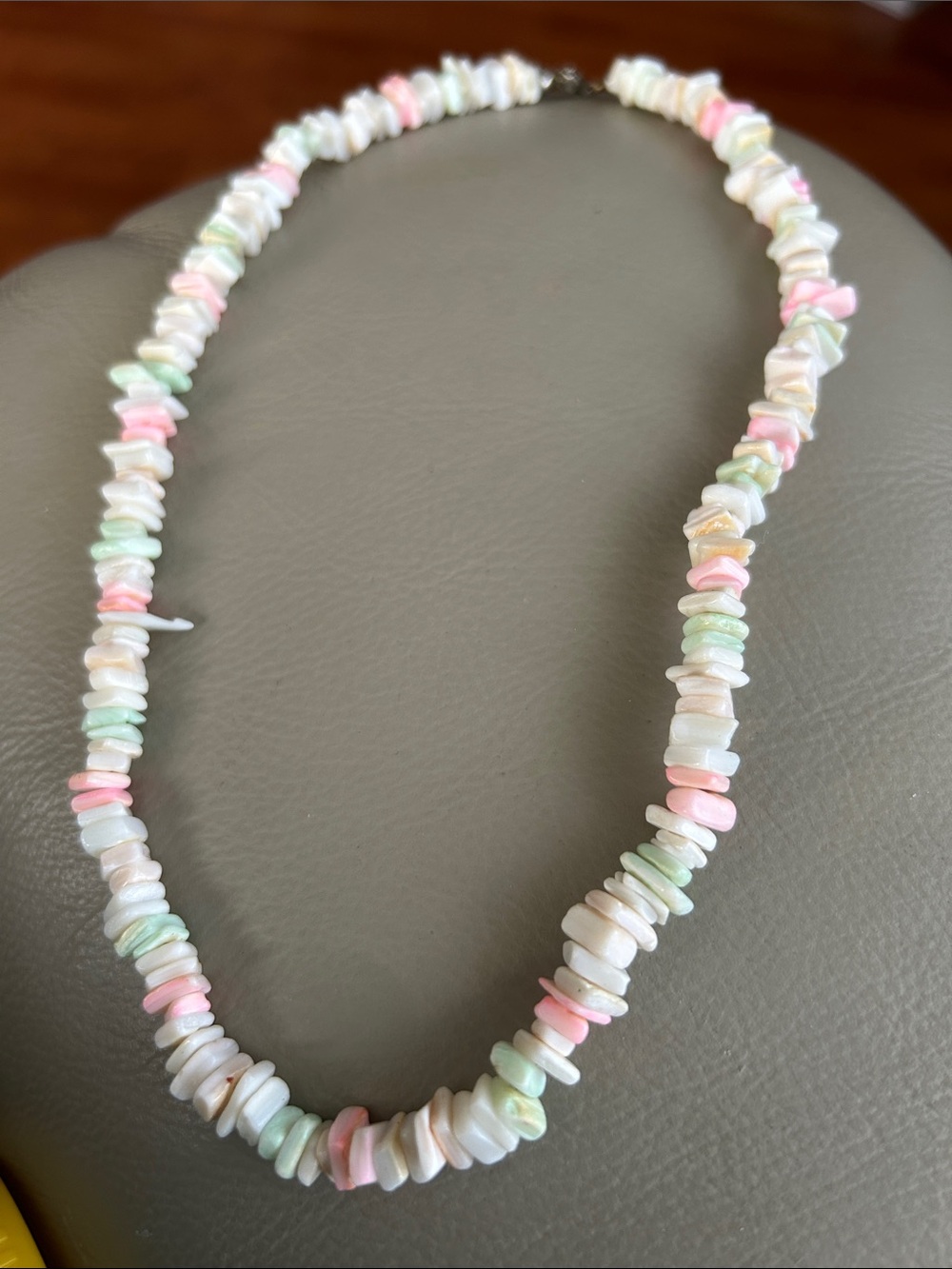 Pastel Puka Shell Chip Necklace Pink Green White Y2K Coastal Beach Jewelry